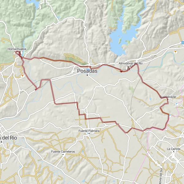 Map miniature of "The Gravel Gem of Andalucía" cycling inspiration in Andalucía, Spain. Generated by Tarmacs.app cycling route planner