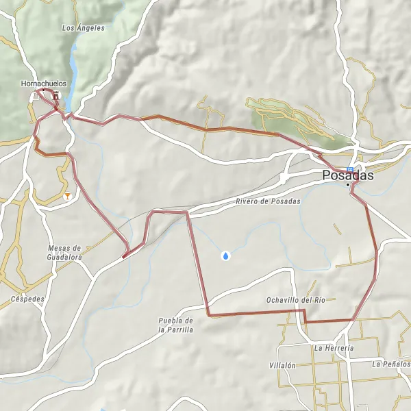 Miniaturní mapa "Cyklistická cesta do Bembézar" inspirace pro cyklisty v oblasti Andalucía, Spain. Vytvořeno pomocí plánovače tras Tarmacs.app