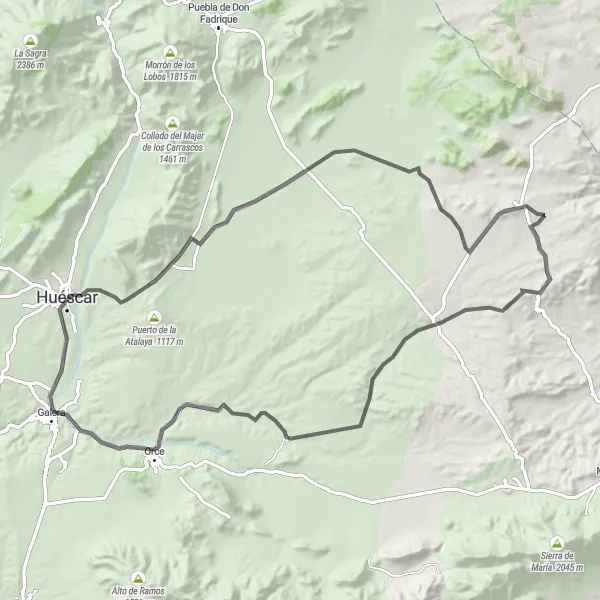 Miniatura mapy "Wokół Siedmiu Wież" - trasy rowerowej w Andalucía, Spain. Wygenerowane przez planer tras rowerowych Tarmacs.app