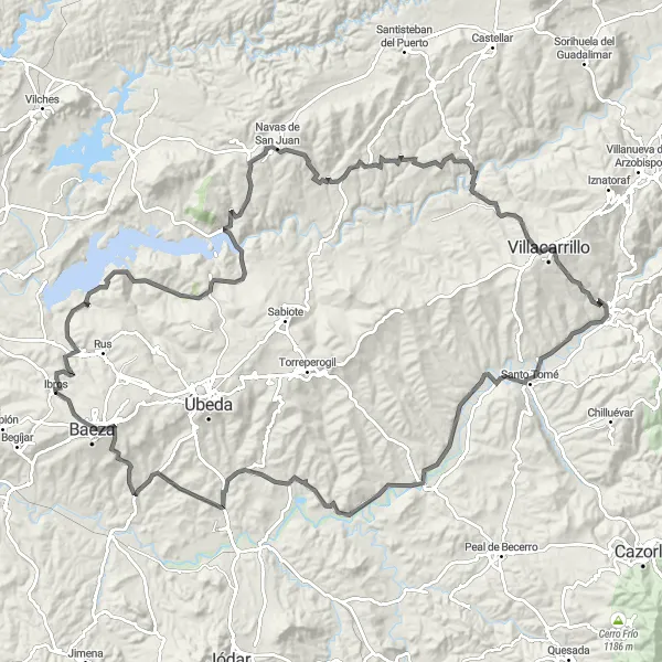 Miniatura mapy "Wspaniała Trasa na Rowery Szosowe w okolicach Ibros" - trasy rowerowej w Andalucía, Spain. Wygenerowane przez planer tras rowerowych Tarmacs.app