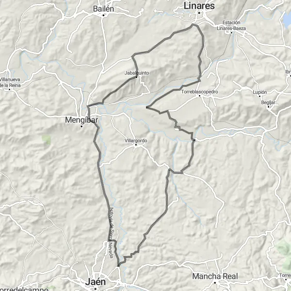 Map miniature of "Road to Enchantment" cycling inspiration in Andalucía, Spain. Generated by Tarmacs.app cycling route planner