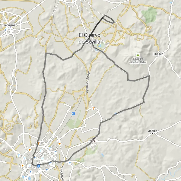 Miniatura mapy "Trasa Rowerowa Road od Jerez de la Frontera" - trasy rowerowej w Andalucía, Spain. Wygenerowane przez planer tras rowerowych Tarmacs.app