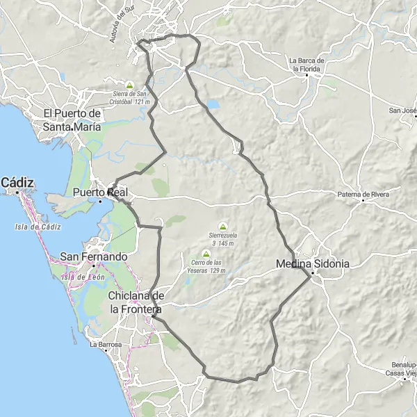 Miniatura mapy "Trasa Szosowa przez Malownicze Zakątki" - trasy rowerowej w Andalucía, Spain. Wygenerowane przez planer tras rowerowych Tarmacs.app