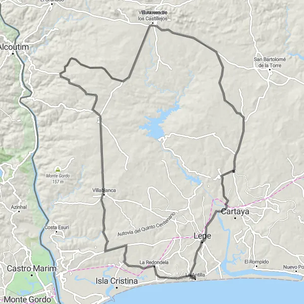 Miniaturní mapa "Cyklovýlet okolo La Antilla" inspirace pro cyklisty v oblasti Andalucía, Spain. Vytvořeno pomocí plánovače tras Tarmacs.app