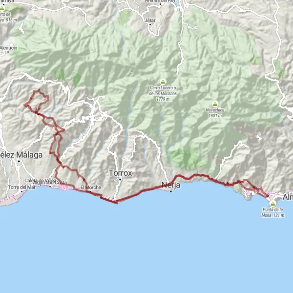 Karten-Miniaturansicht der Radinspiration "Gravelabenteuer in Maro und Torrox" in Andalucía, Spain. Erstellt vom Tarmacs.app-Routenplaner für Radtouren