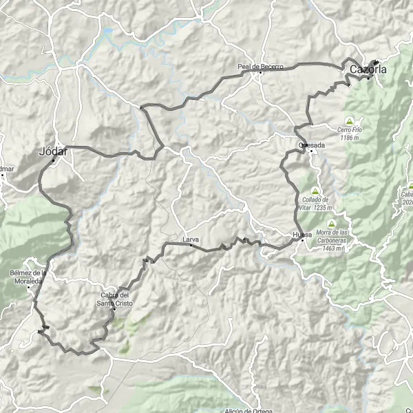Miniaturní mapa "Zajímavá trasa skrze historické památky" inspirace pro cyklisty v oblasti Andalucía, Spain. Vytvořeno pomocí plánovače tras Tarmacs.app