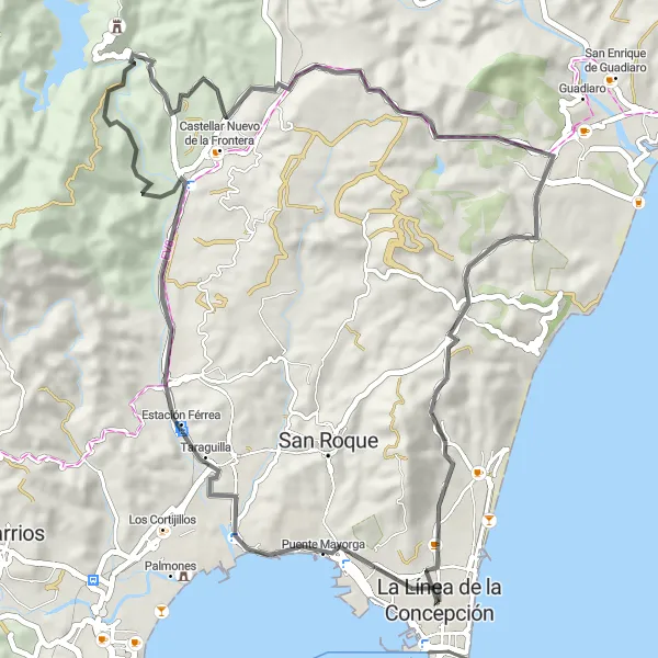 Map miniature of "Scenic Tour through Historical Landmarks" cycling inspiration in Andalucía, Spain. Generated by Tarmacs.app cycling route planner