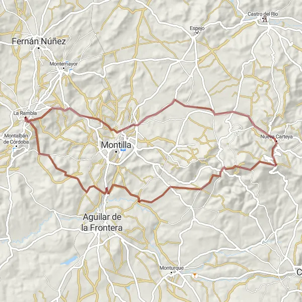 Karten-Miniaturansicht der Radinspiration "Rundfahrt um Montilla" in Andalucía, Spain. Erstellt vom Tarmacs.app-Routenplaner für Radtouren