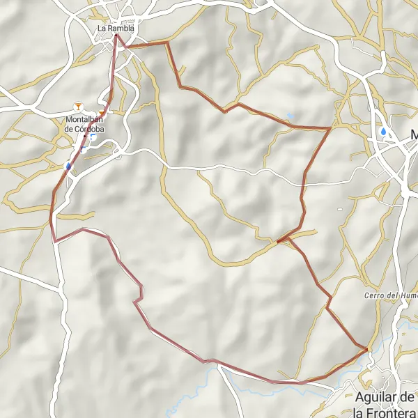 Karten-Miniaturansicht der Radinspiration "Schottertour nach Montalbán de Córdoba" in Andalucía, Spain. Erstellt vom Tarmacs.app-Routenplaner für Radtouren