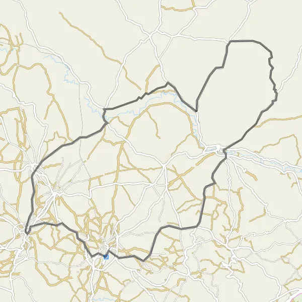 Miniatura della mappa di ispirazione al ciclismo "Tour in bicicletta da Fernán Núñez a Castro del Rio" nella regione di Andalucía, Spain. Generata da Tarmacs.app, pianificatore di rotte ciclistiche