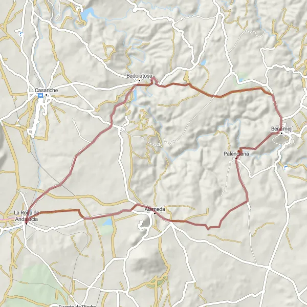 Miniaturní mapa "Off-Road Cycling Adventure from La Roda de Andalucía" inspirace pro cyklisty v oblasti Andalucía, Spain. Vytvořeno pomocí plánovače tras Tarmacs.app