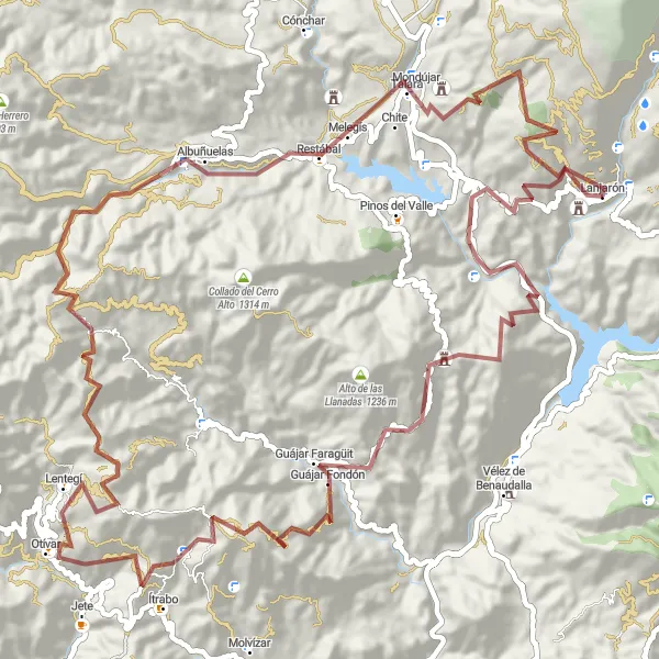 Miniatua del mapa de inspiración ciclista "Ruta de gravel de 101 km desde Lanjarón" en Andalucía, Spain. Generado por Tarmacs.app planificador de rutas ciclistas