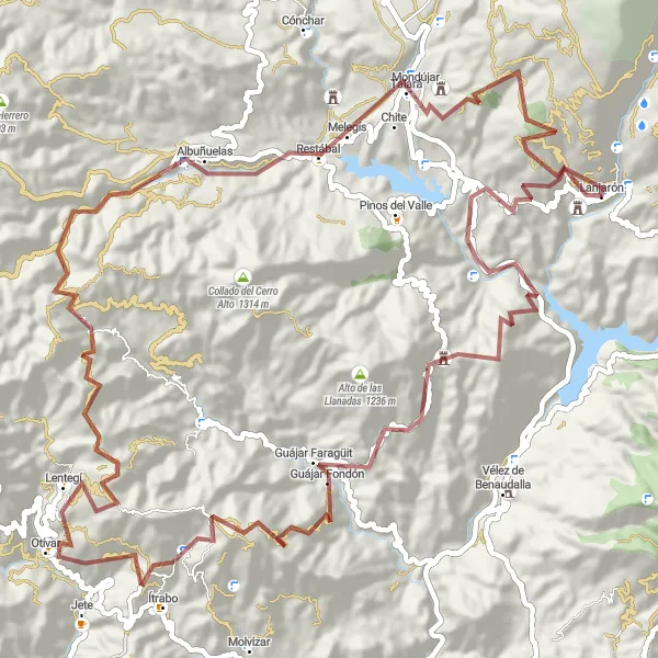 Miniatuurkaart van de fietsinspiratie "Rondrit Lanjarón - 101km (gravel)" in Andalucía, Spain. Gemaakt door de Tarmacs.app fietsrouteplanner