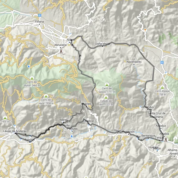 Map miniature of "Mountainous Escapade - Road Cycling" cycling inspiration in Andalucía, Spain. Generated by Tarmacs.app cycling route planner