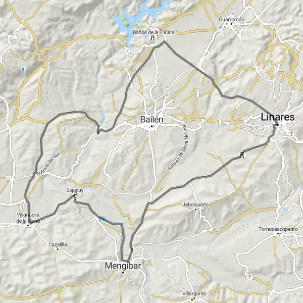 Karten-Miniaturansicht der Radinspiration "Straßenrunde durch Andalucía" in Andalucía, Spain. Erstellt vom Tarmacs.app-Routenplaner für Radtouren