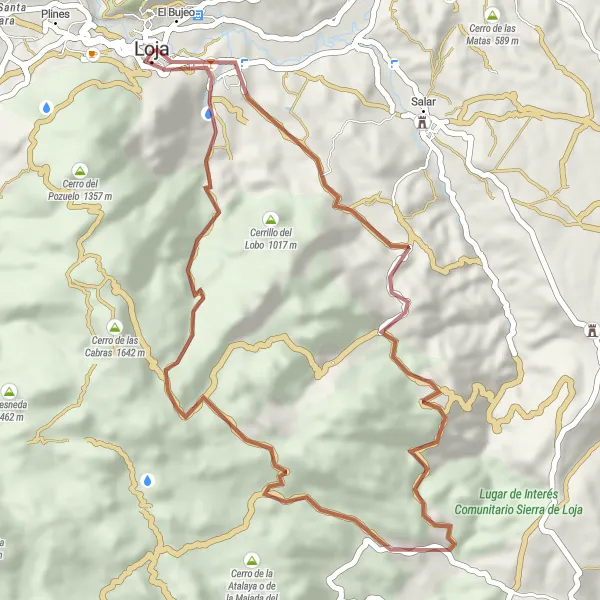 Miniatua del mapa de inspiración ciclista "Ruta de Gravel a Barrio San Antonio y vuelta" en Andalucía, Spain. Generado por Tarmacs.app planificador de rutas ciclistas