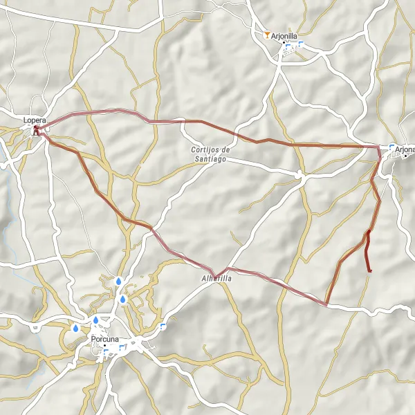 Miniatuurkaart van de fietsinspiratie "Verborgen schatten van Lopera per gravelbike" in Andalucía, Spain. Gemaakt door de Tarmacs.app fietsrouteplanner