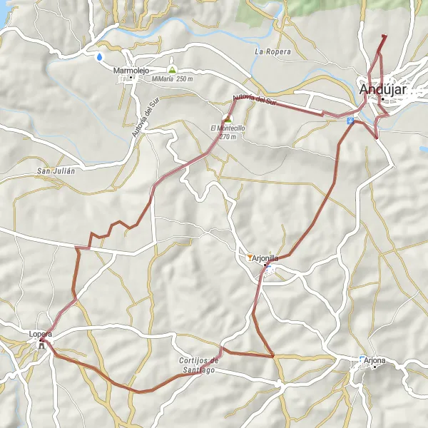 Miniatuurkaart van de fietsinspiratie "Rondje El Montecillo" in Andalucía, Spain. Gemaakt door de Tarmacs.app fietsrouteplanner