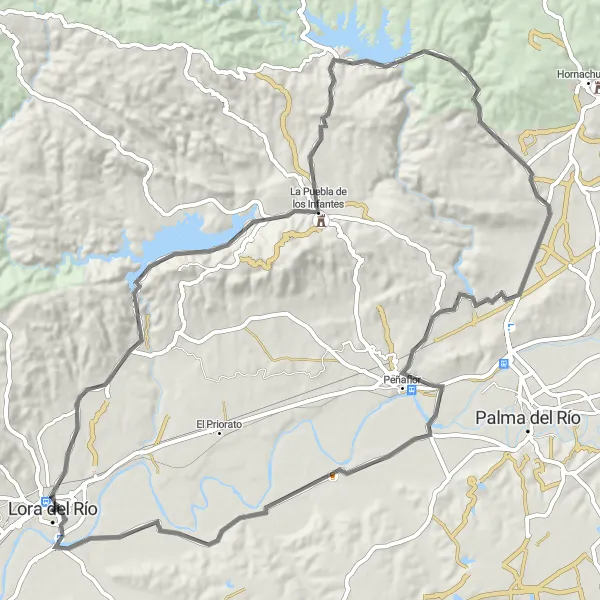 Karten-Miniaturansicht der Radinspiration "Rundfahrt nach Setefilla und La Puebla de los Infantes" in Andalucía, Spain. Erstellt vom Tarmacs.app-Routenplaner für Radtouren