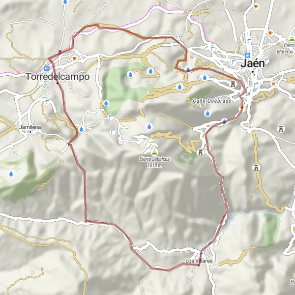 Miniatua del mapa de inspiración ciclista "Ruta de los Torreones" en Andalucía, Spain. Generado por Tarmacs.app planificador de rutas ciclistas