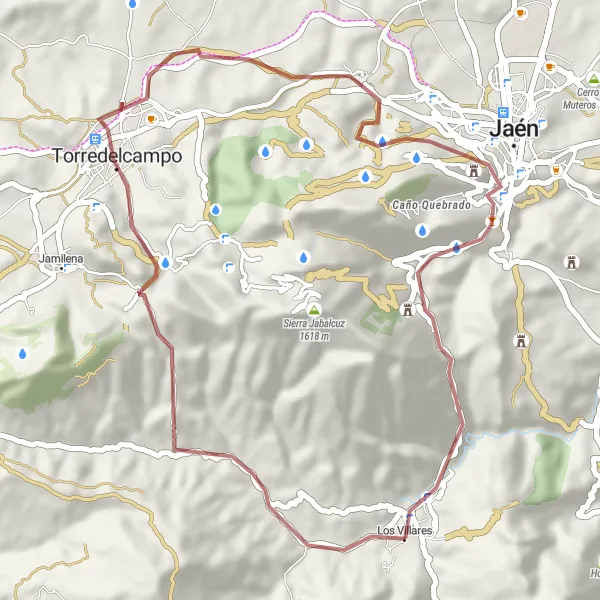 Map miniature of "The Rural Adventure" cycling inspiration in Andalucía, Spain. Generated by Tarmacs.app cycling route planner