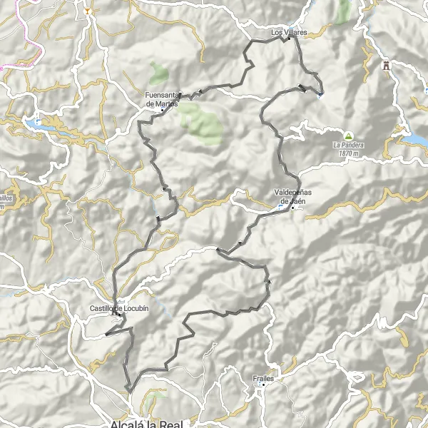 Miniatuurkaart van de fietsinspiratie "Road Warrior Uitdaging" in Andalucía, Spain. Gemaakt door de Tarmacs.app fietsrouteplanner