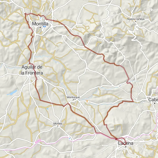 Miniaturní mapa "Kolem Luceny na gravelovém kole" inspirace pro cyklisty v oblasti Andalucía, Spain. Vytvořeno pomocí plánovače tras Tarmacs.app