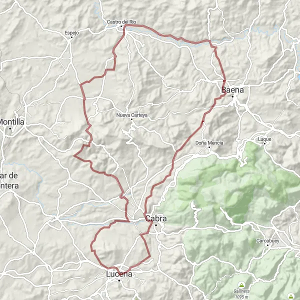 Miniature de la carte de l'inspiration cycliste "Aventure Gravel des Châteaux Andalous" dans la Andalucía, Spain. Générée par le planificateur d'itinéraire cycliste Tarmacs.app