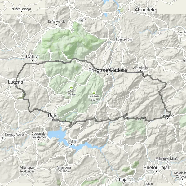 Miniaturní mapa "Okruh kolem historických památek Andalusie" inspirace pro cyklisty v oblasti Andalucía, Spain. Vytvořeno pomocí plánovače tras Tarmacs.app