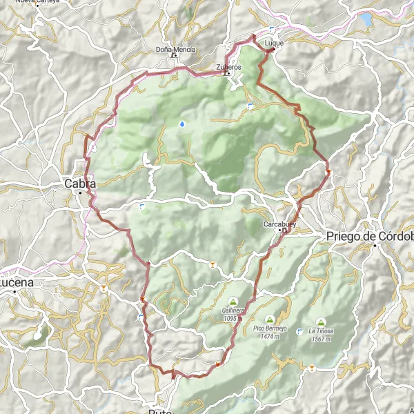 Map miniature of "Off-Road Adventure: Zagrilla Alta to Zuheros" cycling inspiration in Andalucía, Spain. Generated by Tarmacs.app cycling route planner
