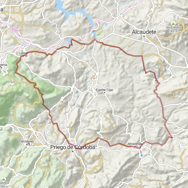 Miniaturní mapa "Gravel Route od Luque k Balcón del Adarve" inspirace pro cyklisty v oblasti Andalucía, Spain. Vytvořeno pomocí plánovače tras Tarmacs.app