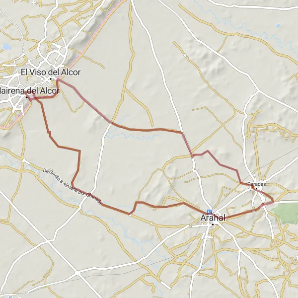 Map miniature of "Scenic Loop" cycling inspiration in Andalucía, Spain. Generated by Tarmacs.app cycling route planner