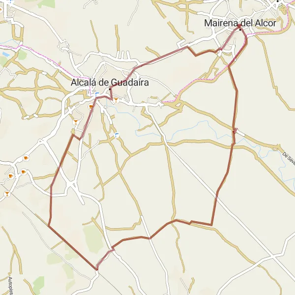 Miniature de la carte de l'inspiration cycliste "Chemin de Miradors et de Châteaux" dans la Andalucía, Spain. Générée par le planificateur d'itinéraire cycliste Tarmacs.app