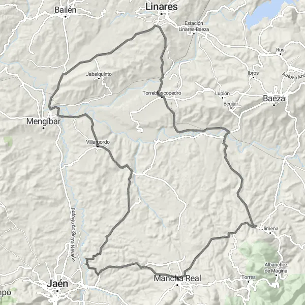 Miniaturní mapa "Jižní cyklostezka" inspirace pro cyklisty v oblasti Andalucía, Spain. Vytvořeno pomocí plánovače tras Tarmacs.app