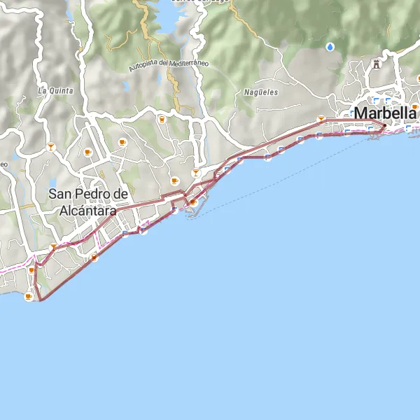 Miniatuurkaart van de fietsinspiratie "Gravelpaden rond Marbella" in Andalucía, Spain. Gemaakt door de Tarmacs.app fietsrouteplanner