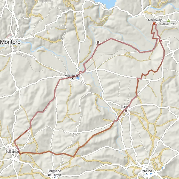 Miniatuurkaart van de fietsinspiratie "Avontuurlijke Graveltocht" in Andalucía, Spain. Gemaakt door de Tarmacs.app fietsrouteplanner