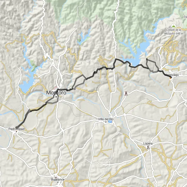 Miniature de la carte de l'inspiration cycliste "Route de charme à travers l'Andalousie" dans la Andalucía, Spain. Générée par le planificateur d'itinéraire cycliste Tarmacs.app