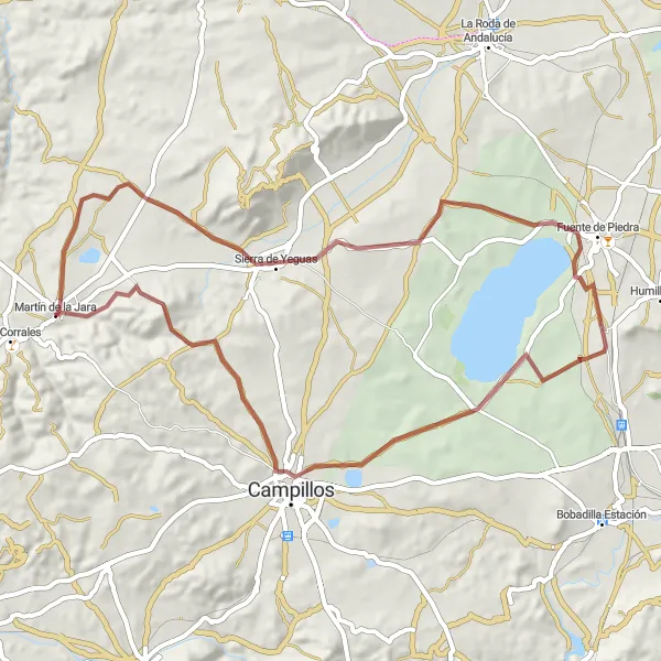 Miniature de la carte de l'inspiration cycliste "Circuit des Graviers" dans la Andalucía, Spain. Générée par le planificateur d'itinéraire cycliste Tarmacs.app
