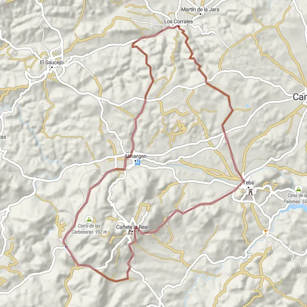 Miniature de la carte de l'inspiration cycliste "Aventure hors des sentiers battus en Andalousie" dans la Andalucía, Spain. Générée par le planificateur d'itinéraire cycliste Tarmacs.app