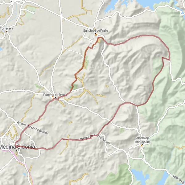 Miniatura mapy "Trasa do San José del Valle" - trasy rowerowej w Andalucía, Spain. Wygenerowane przez planer tras rowerowych Tarmacs.app