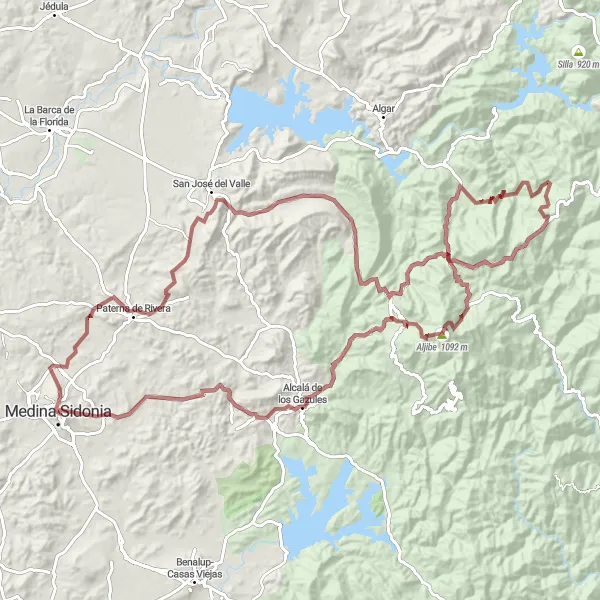 Miniatura della mappa di ispirazione al ciclismo "Avventura Montuosa" nella regione di Andalucía, Spain. Generata da Tarmacs.app, pianificatore di rotte ciclistiche