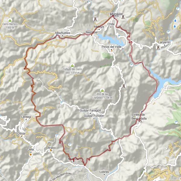 Miniatuurkaart van de fietsinspiratie "Verkenning van Vélez de Benaudalla" in Andalucía, Spain. Gemaakt door de Tarmacs.app fietsrouteplanner