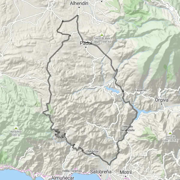 Map miniature of "Mirador Vista Verde Circuit" cycling inspiration in Andalucía, Spain. Generated by Tarmacs.app cycling route planner