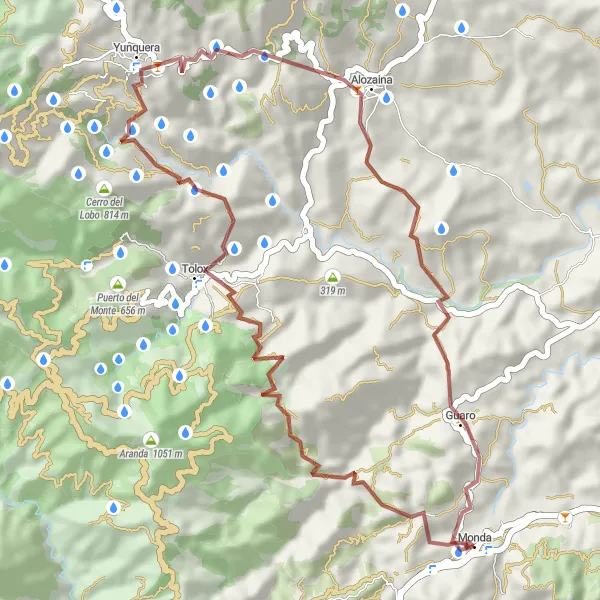Map miniature of "Tolox Gravel Adventure" cycling inspiration in Andalucía, Spain. Generated by Tarmacs.app cycling route planner