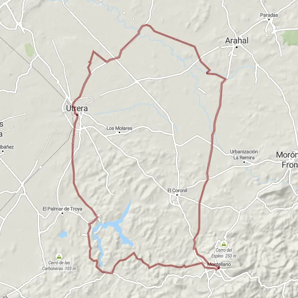 Miniatura mapy "Trasa Cerro del Mármol" - trasy rowerowej w Andalucía, Spain. Wygenerowane przez planer tras rowerowych Tarmacs.app