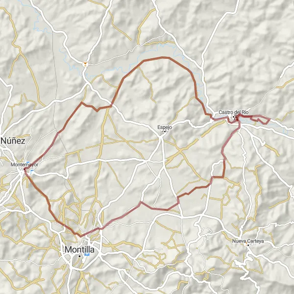 Miniaturní mapa "Cyklistická trasa s výhledem na Montemayor (Andalusie, Španělsko)" inspirace pro cyklisty v oblasti Andalucía, Spain. Vytvořeno pomocí plánovače tras Tarmacs.app