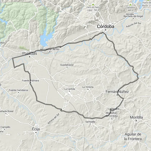 Miniaturní mapa "Extrémní výzva kolem Andalusie" inspirace pro cyklisty v oblasti Andalucía, Spain. Vytvořeno pomocí plánovače tras Tarmacs.app