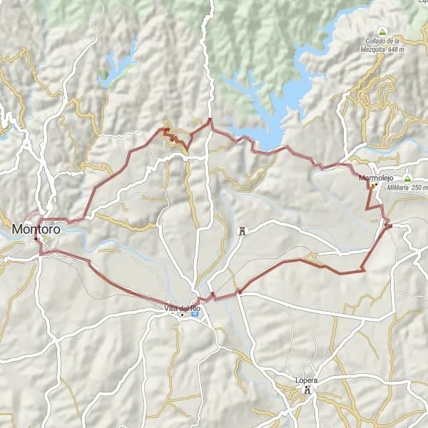 Karten-Miniaturansicht der Radinspiration "Rundfahrt von Montoro nach Marmolejo und Villa del Río" in Andalucía, Spain. Erstellt vom Tarmacs.app-Routenplaner für Radtouren