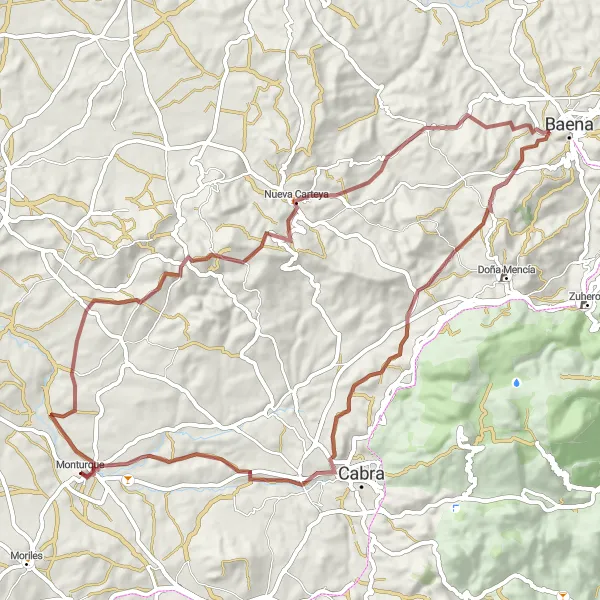 Miniatua del mapa de inspiración ciclista "Ruta de los Condes de Cabra" en Andalucía, Spain. Generado por Tarmacs.app planificador de rutas ciclistas