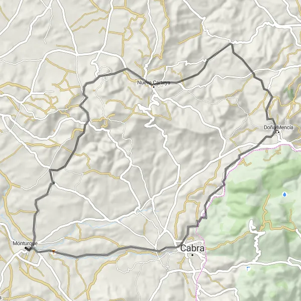 Map miniature of "Road Trip to Castles" cycling inspiration in Andalucía, Spain. Generated by Tarmacs.app cycling route planner